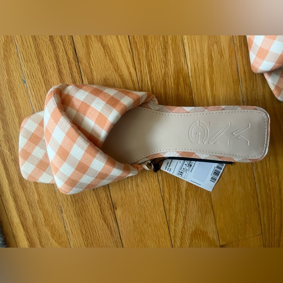 NWT Mango Heel gingham Vichy sandals - Picture 10 of 12